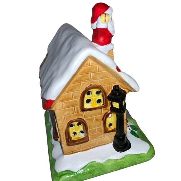 Christmas Village House With Santa Going Down The Chimney Porcelain House - Picture 4 of 7